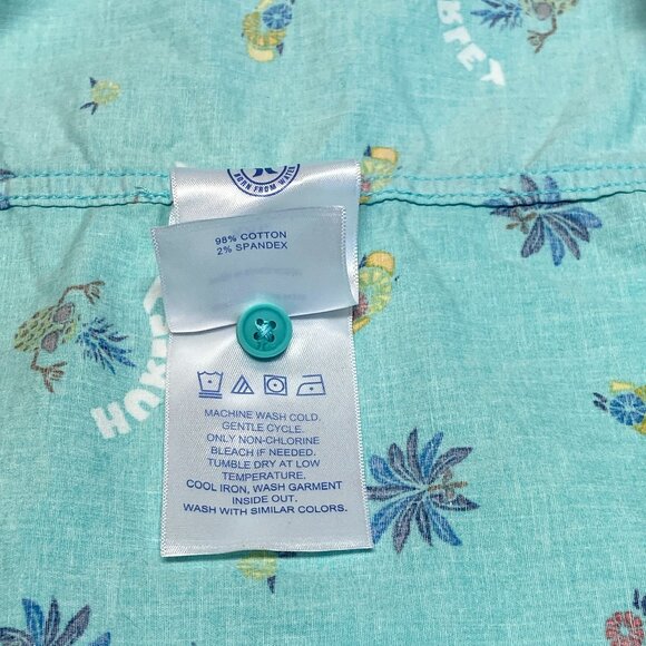 Hurley Stretch Button-Up Tropical Print Collared Shirt XXL Casual Short Sleeve - Picture 12 of 12